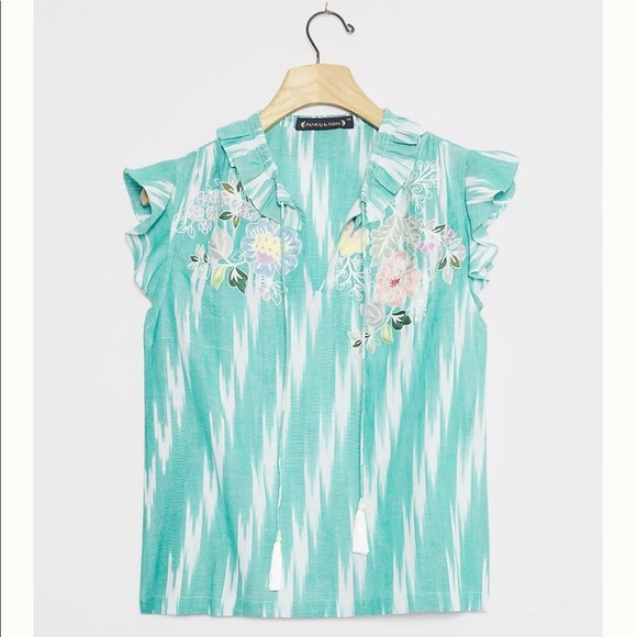 Anthropologie Tops - New Anthropologie Pankaj & Nidhi Kerry Embroidered Blouse XL B-1141